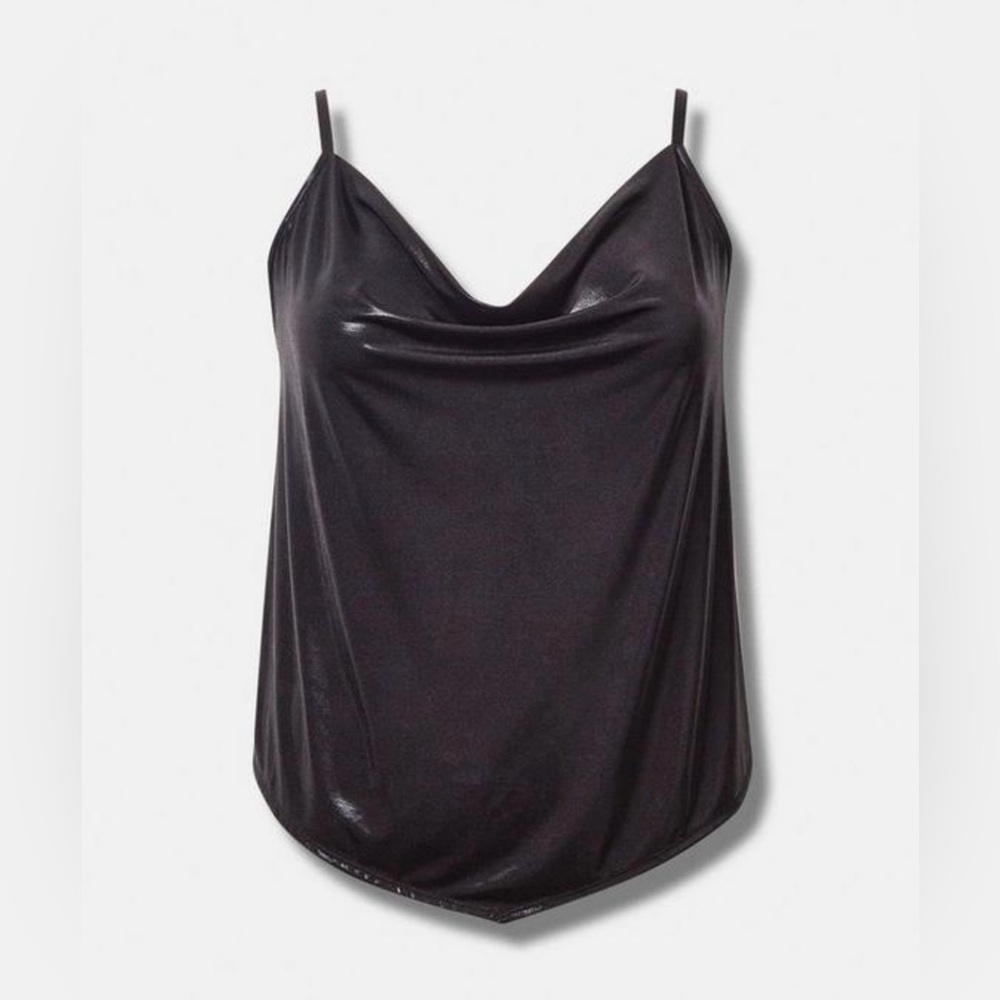 Black Satin Cowl Neck Camisole
